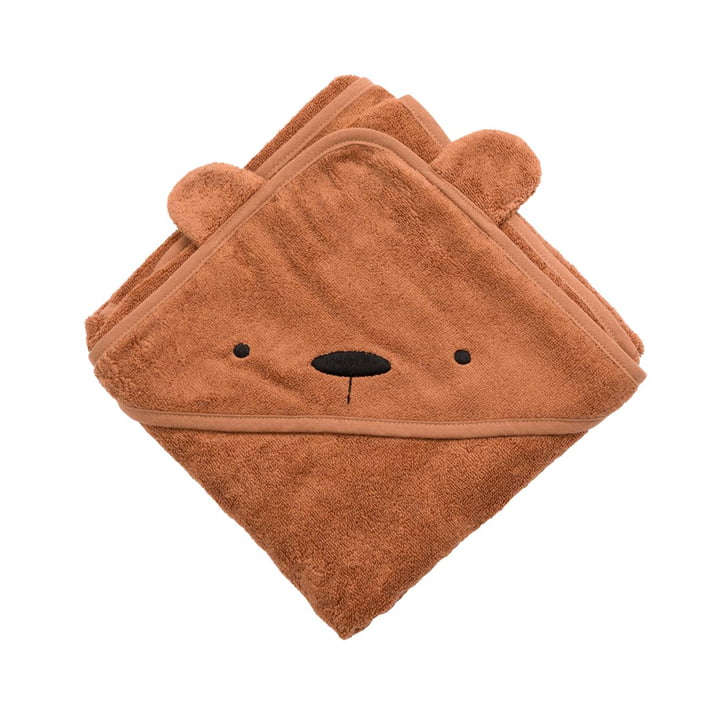 Milo Hooded towel from Sebra in the design sweet tea brown