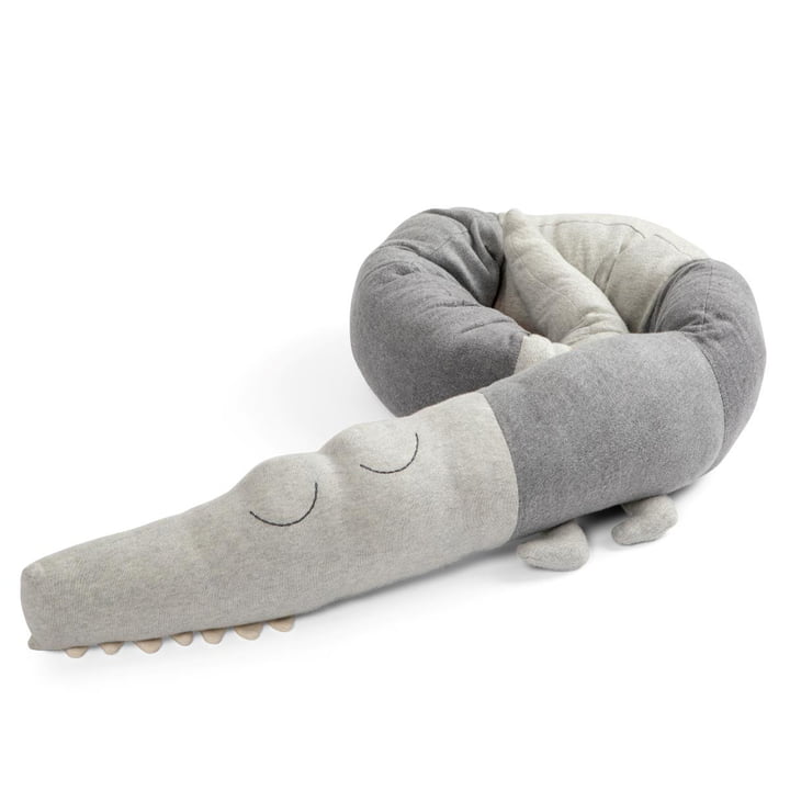 Sleepy Croc Cushion from Sebra in elephant grey