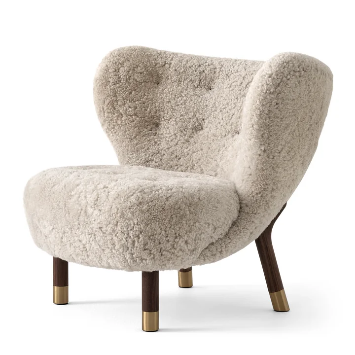 Little Petra VB1 Lounge Chair Limited Edition, Walnut with Brass / Sheepskin Moonlight by & Tradition