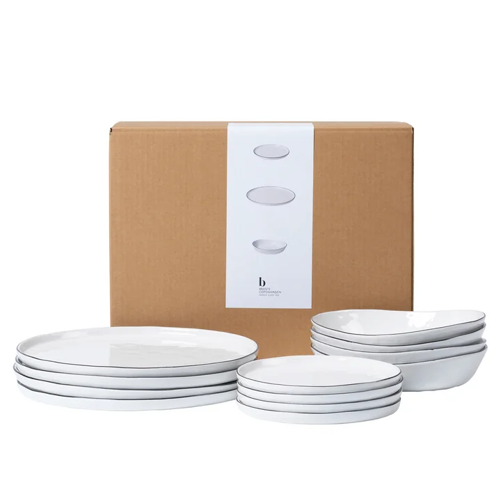 Broste Copenhagen - Salt tableware dinner set, white / black