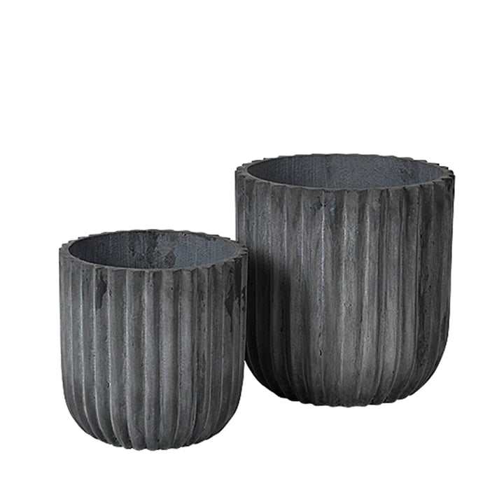 Fiber Plant pot, Ø 37 x 37 cm, charcoal (set of 2) from Broste Copenhagen
