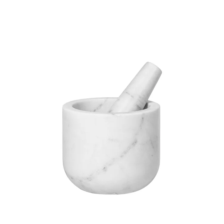 Marina Mortar with pestle, Ø 12 x 10 cm, marble white from Broste Copenhagen
