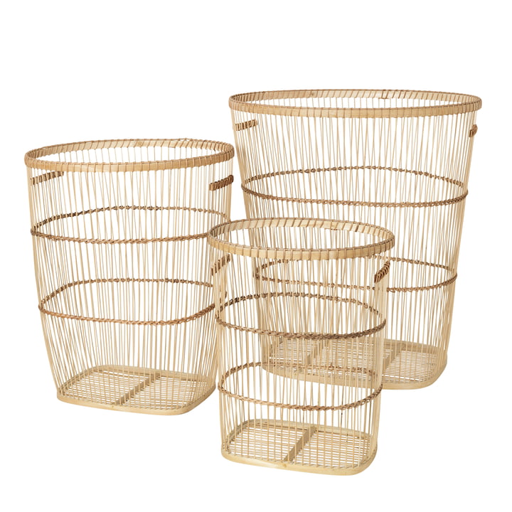 Sabbie Storage basket, angular, bamboo (set of 3) from Broste Copenhagen