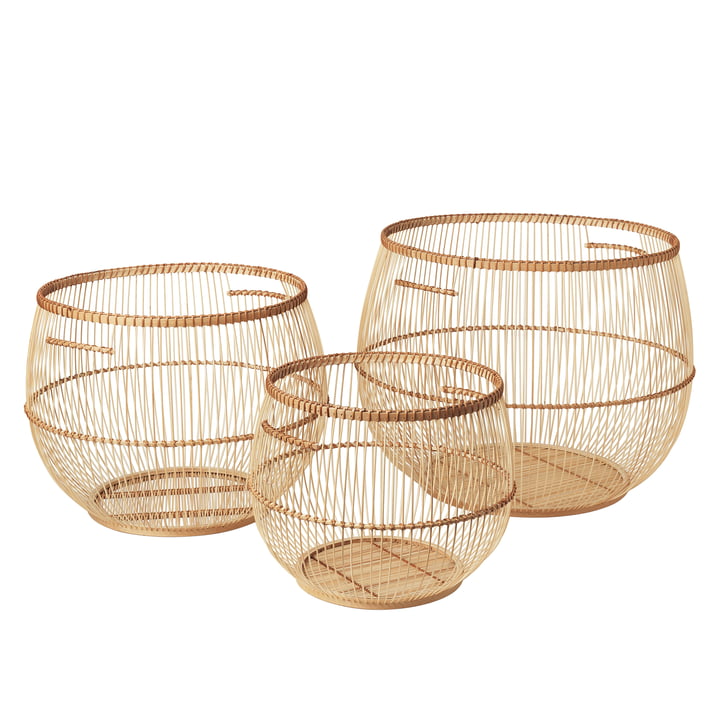 Broste Copenhagen - Soffy Storage basket, round, bamboo (set of 3)
