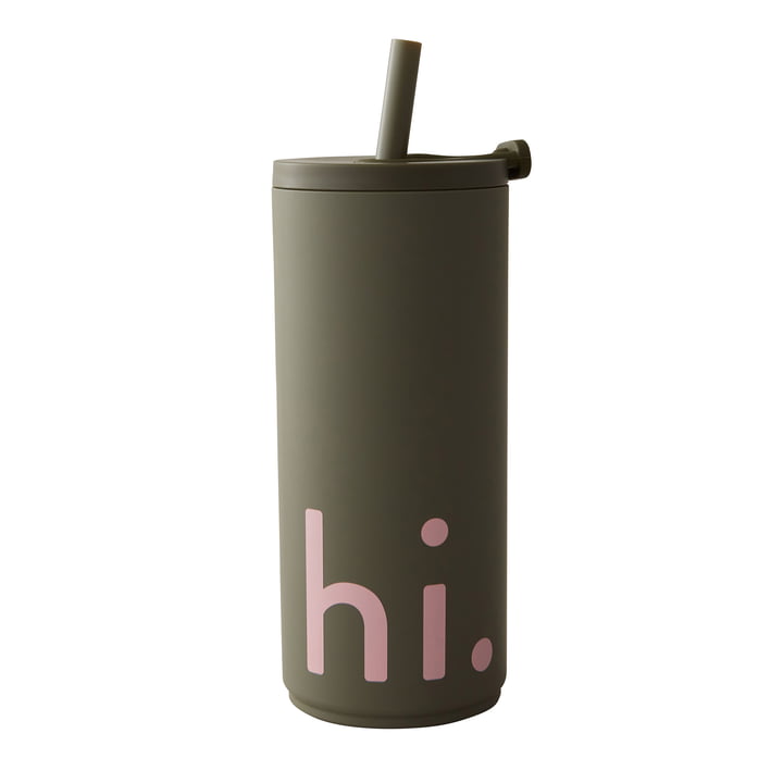 Hi Travel Drinking straw cup, 0.5 l, olive green from Design Letters