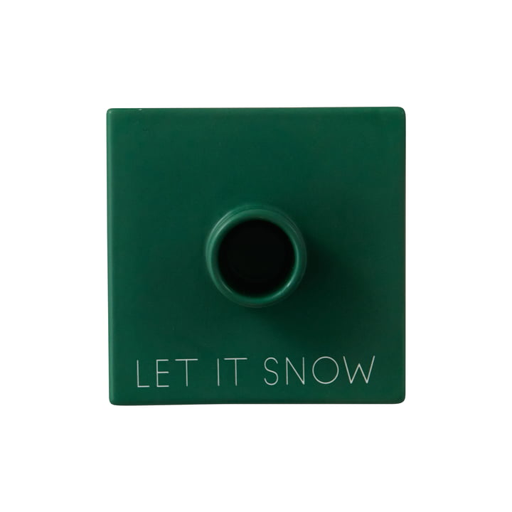 Tell your Christmas Story Candlestick, Let it Snow / grass green from Design Letters
