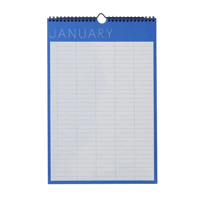 Wall calendar, monthly planner, cobalt blue from Design Letters