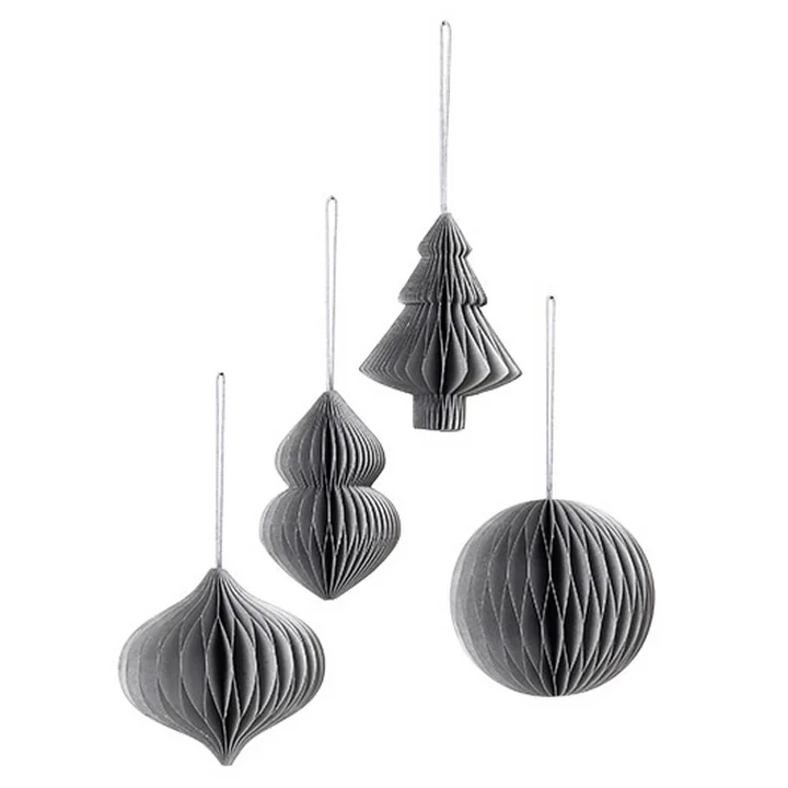 Christmas Mix Decorative pendant, Ø 9 x H 10 cm, silver (set of 4) from Broste Copenhagen