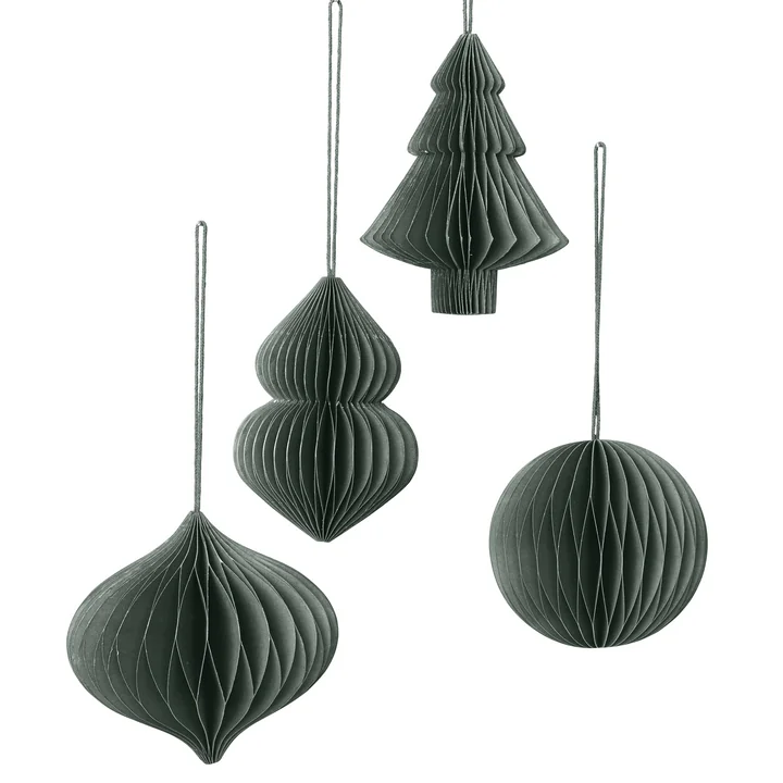 Christmas Mix Decorative pendant, Ø 9 x H 10 cm, thyme (set of 4) from Broste Copenhagen