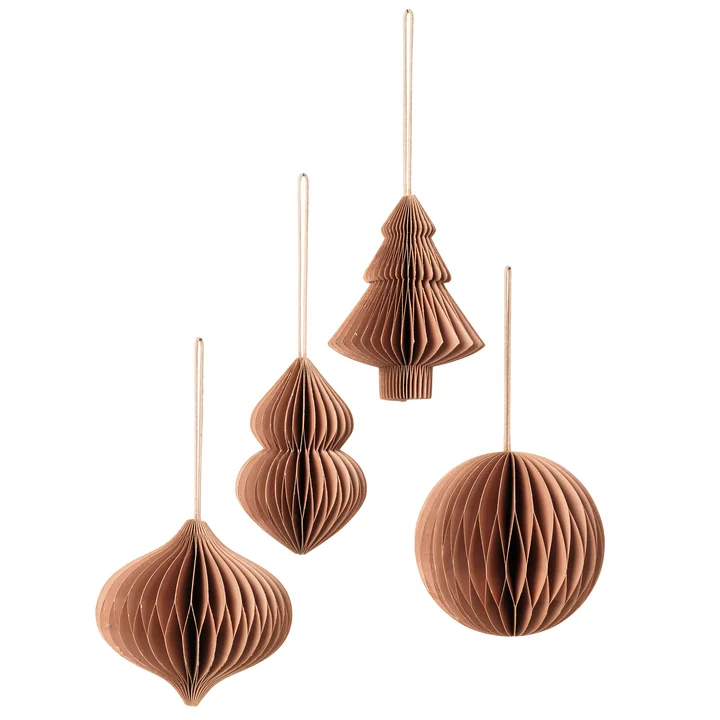 Christmas Mix Decorative pendant, Ø 9 x H 10 cm, dusty pink (set of 4) by Broste Copenhagen