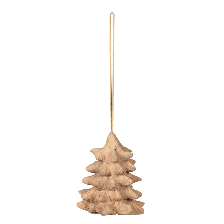 Broste Copenhagen - Christmas Pulp Decorative pendant, fir tree, natural brown