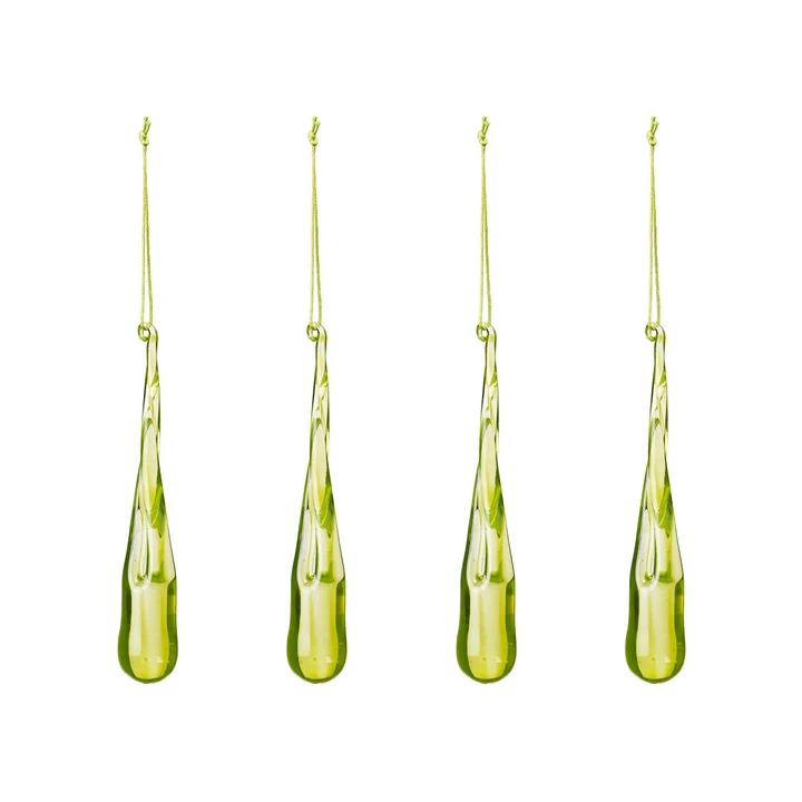 Broste Copenhagen - Christmas Tear Decorative pendant, light green (set of 4)