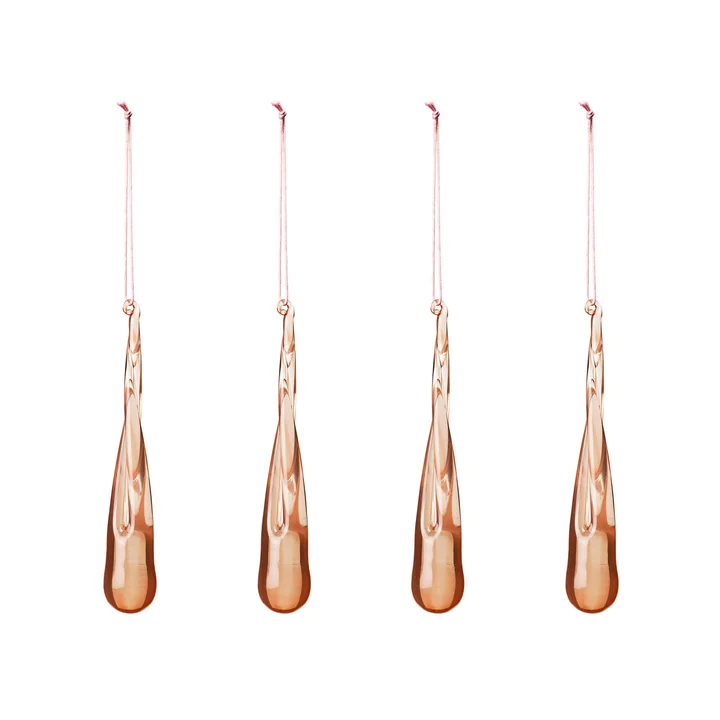 Broste Copenhagen - Christmas Tear Decorative pendant, pale blush (set of 4)