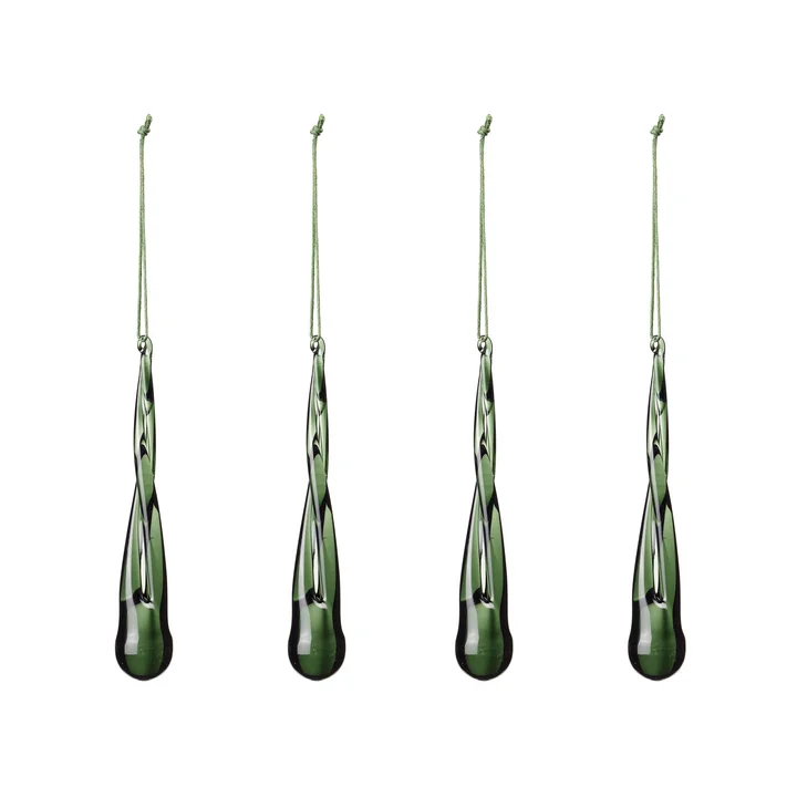Broste Copenhagen - Christmas Tear Decorative pendant, dark green (set of 4)