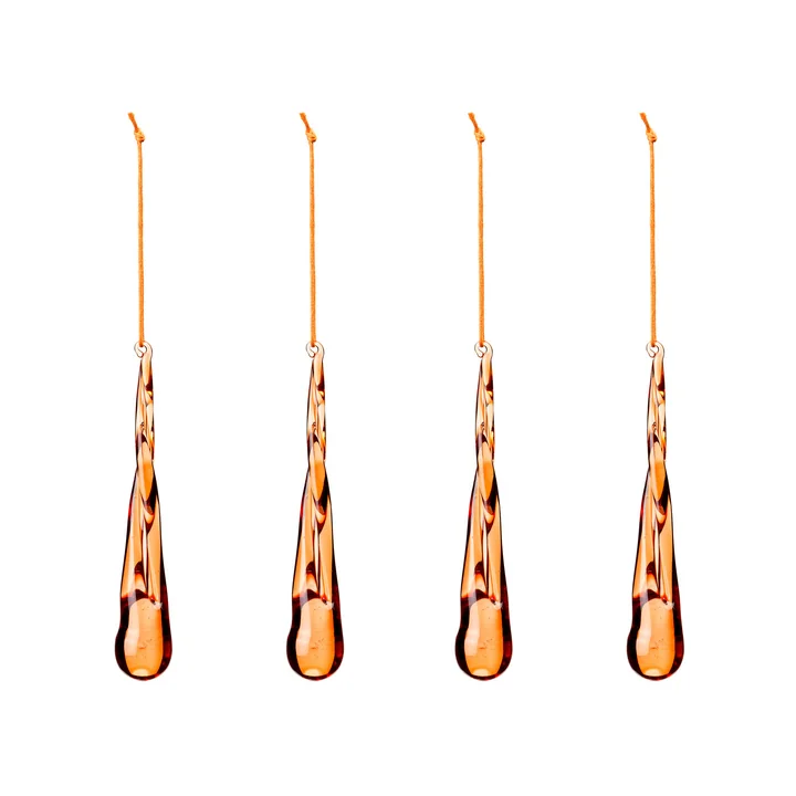 Broste Copenhagen - Christmas Tear Decorative pendant, pumpkin orange (set of 4)