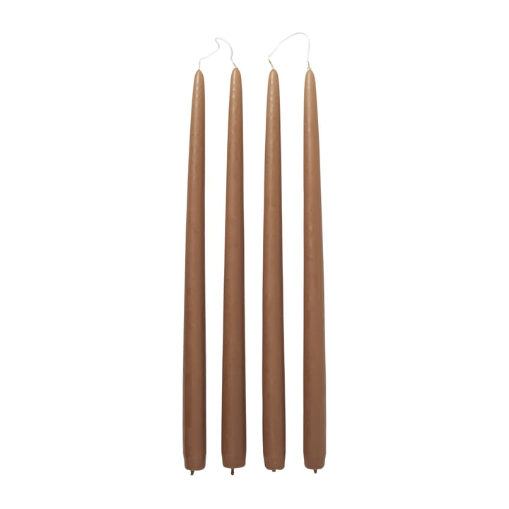 Dipped stick candles, Ø 2.2 cm, mocca (set of 4) from Broste Copenhagen