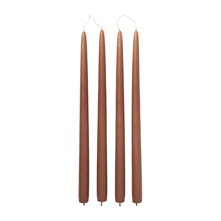 Dipped stick candles, Ø 2.2 cm, terracotta (set of 4) from Broste Copenhagen