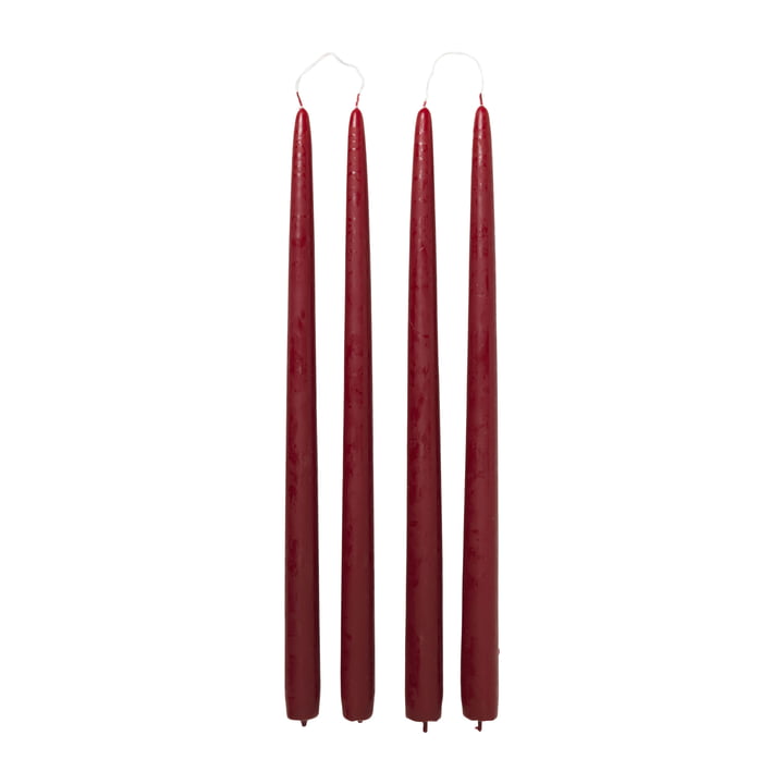 Dipped stick candles, Ø 2.2 cm, burgundy (set of 4) from Broste Copenhagen