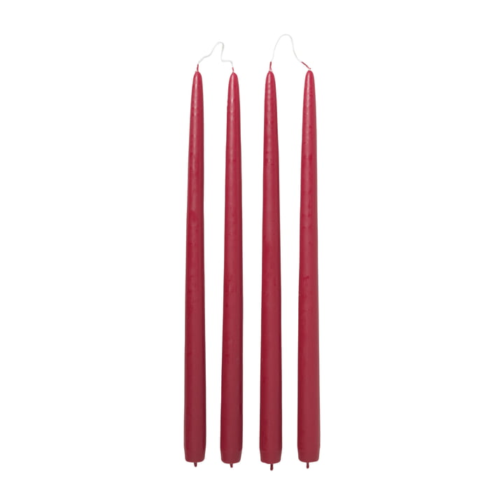 Dipped stick candles, Ø 2.2 cm, truly red (set of 4) from Broste Copenhagen