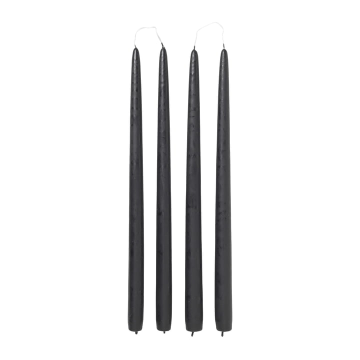Dipped stick candles, Ø 2.2 cm, simply black (set of 4) from Broste Copenhagen