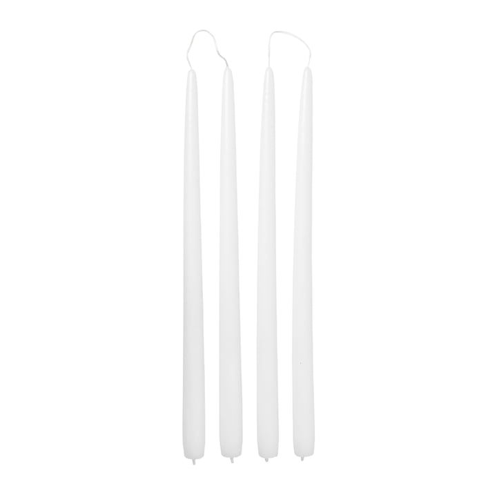 Dipped stick candles, Ø 2.2 cm, pure white (set of 4) from Broste Copenhagen