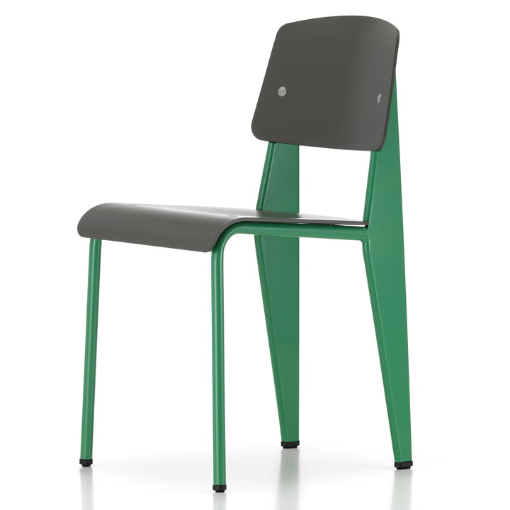 Prouvé Standard SP chair Blé Vert from Vitra in the version powder coated, felt glides brown