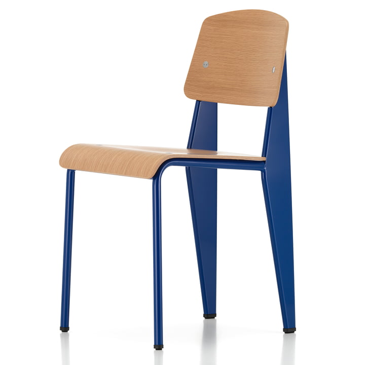 Prouvé Standard Chair Bleu Marcoule from Vitra in the finish powder coated (smooth) / brown