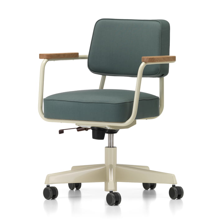 Fauteuil Direction Pivotant Office chair from Vitra in the version green-gray / ecru