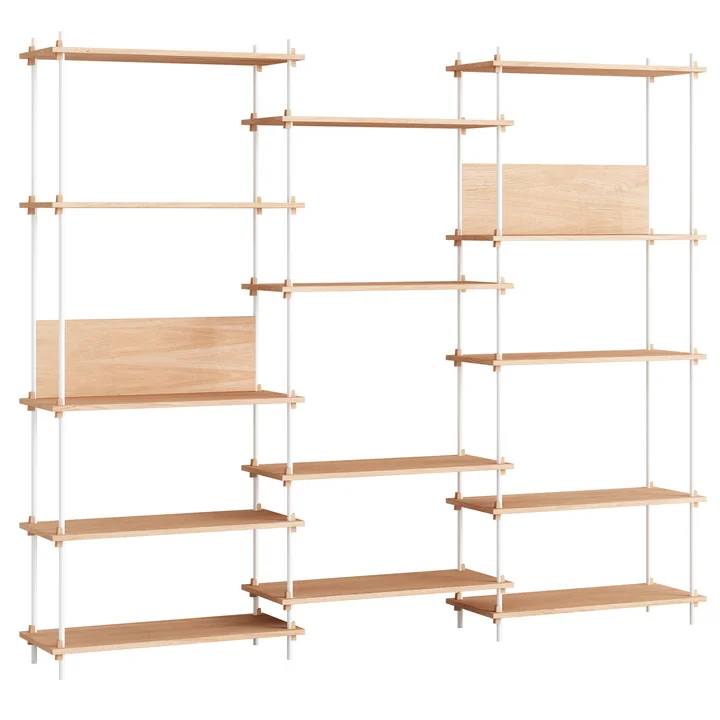 Shelving System, Tall Triple, oiled oak / white from Moebe