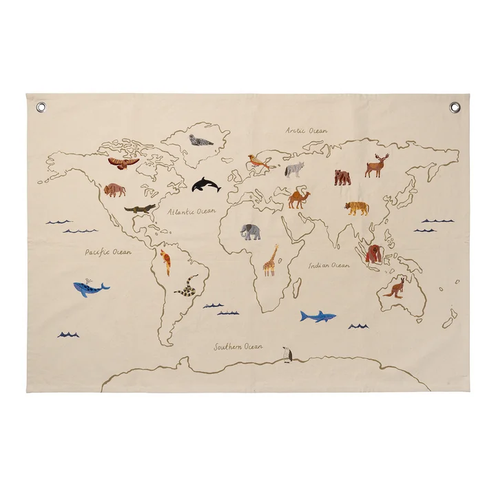 The World Fabric map, off-white from Ferm Living