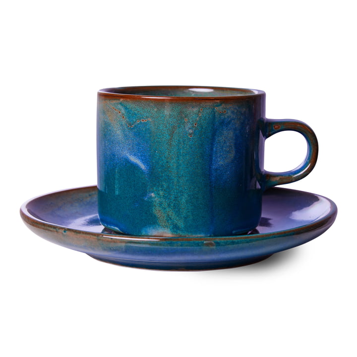 Chef Ceramics Cup with saucer, 220 ml, rustic blue from HKliving