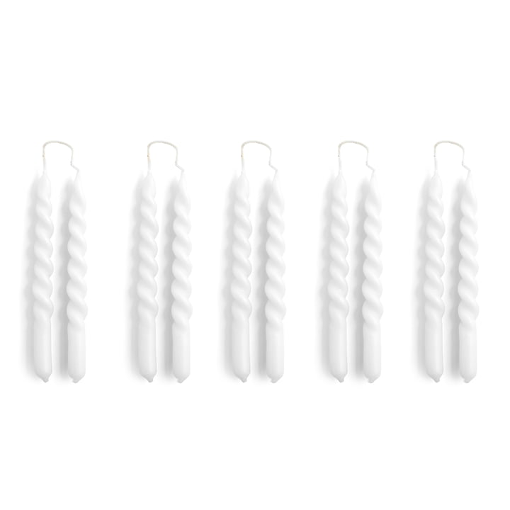 Spiral Stick candles mini, h 14 cm, white (set of 10) from Hay