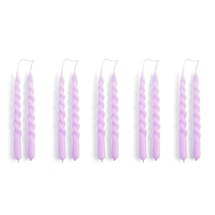 Spiral Stick candles mini, h 14 cm, lilac (set of 10) from Hay