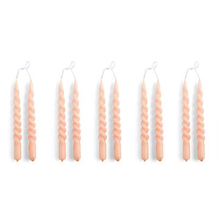 Spiral Stick candles mini, h 14 cm, light rose (set of 10) from Hay