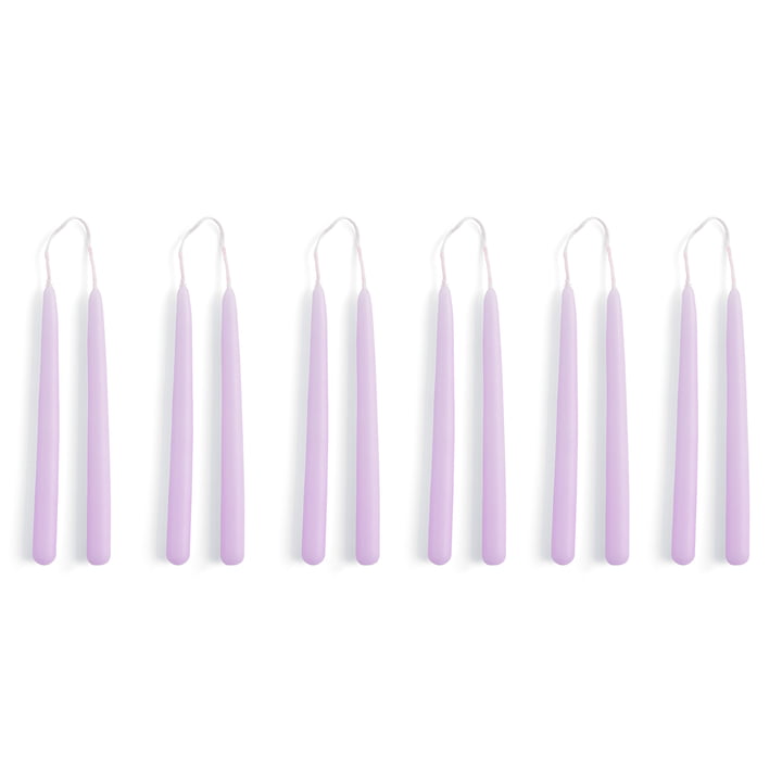 Mini Conical Candles, h 14 cm, lilac (set of 12) from Hay