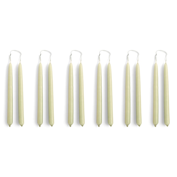 Mini Conical Candles, h 14 cm, light green (set of 12) from Hay