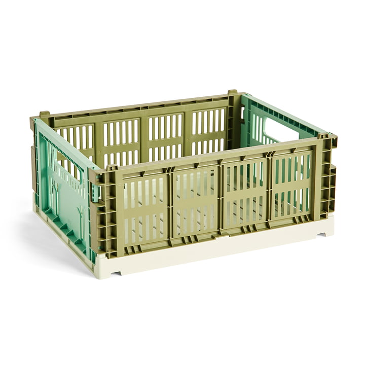 Colour Crate Mix M, 34.5 x 26.5 cm, olive / dark mint , recycled from Hay