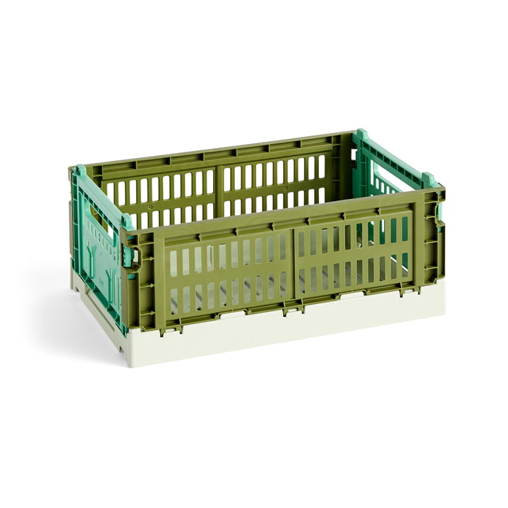 Colour Crate Mix basket S, 26.5 x 17 cm, olive / dark mint , recycled from Hay