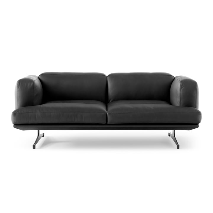 Inland Sofa AV22, 2-seater, frame black / black noble leather from & Tradition