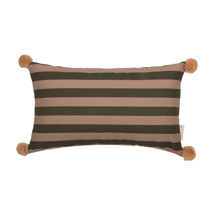 Majestic Cushion, rectangular of Nobodinoz in the finish green / taupe