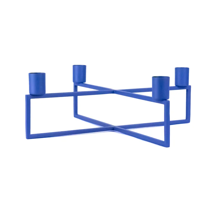 HANA - 4Flames Candlestick, angular / blue