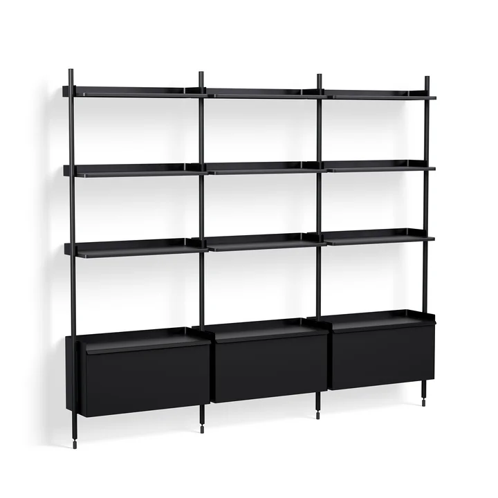 Pier System 133, floor standing shelf, H 209 x 242 cm, black by HAY