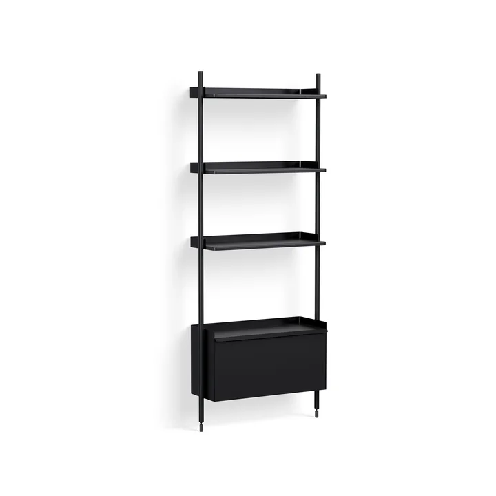 Pier System 131, standing shelf, H 209 x 82 cm, black by HAY