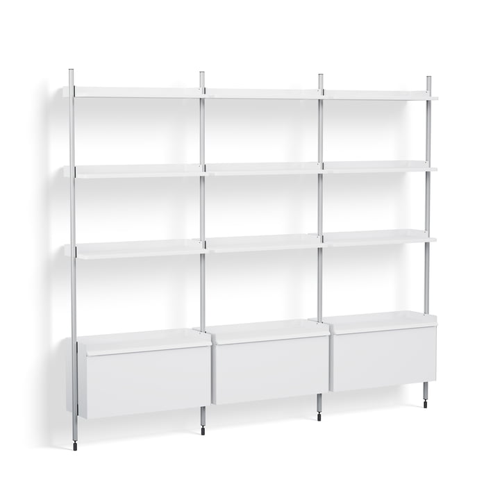 Pier System 133, floor standing shelf, H 209 x 242 cm, white / aluminum by Hay