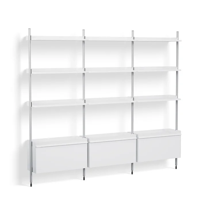 Pier System 133, floor standing shelf, H 209 x 242 cm, white / aluminum by HAY