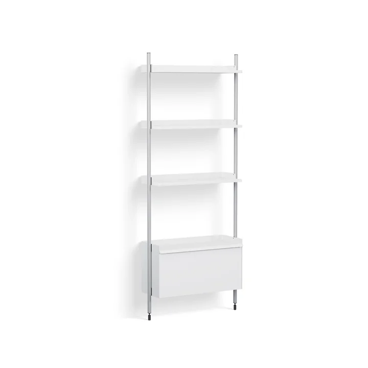 Pier System 131, floor shelf, H 209 x 82 cm, white / aluminum by HAY