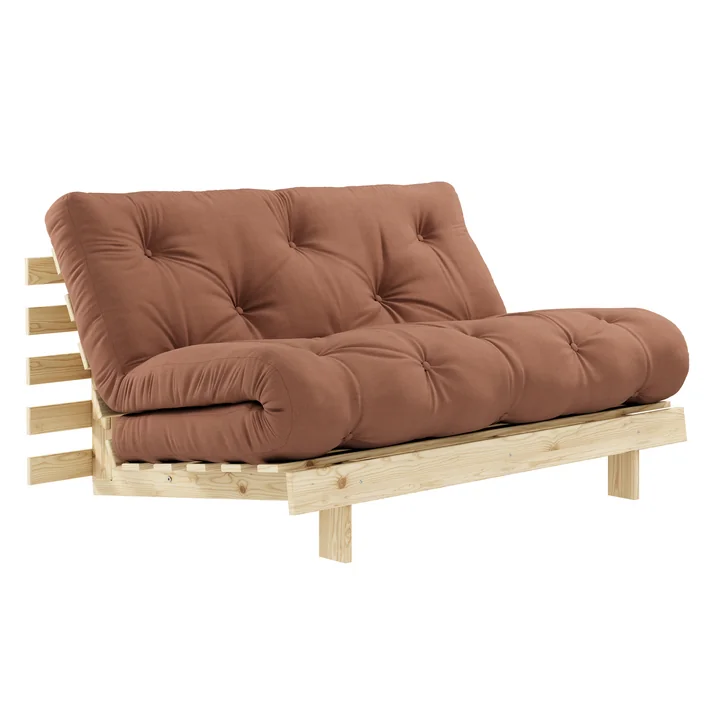 Roots Sofa bed from Karup in the version natural pine / clay brown (759)