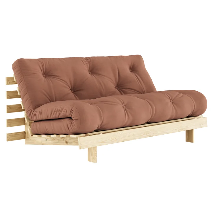 Roots Sofa bed from Karup in the version natural pine / clay brown (759)