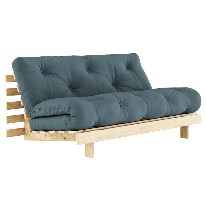 Roots Sofa bed from Karup in the finish natural pine / petrol blue (757)