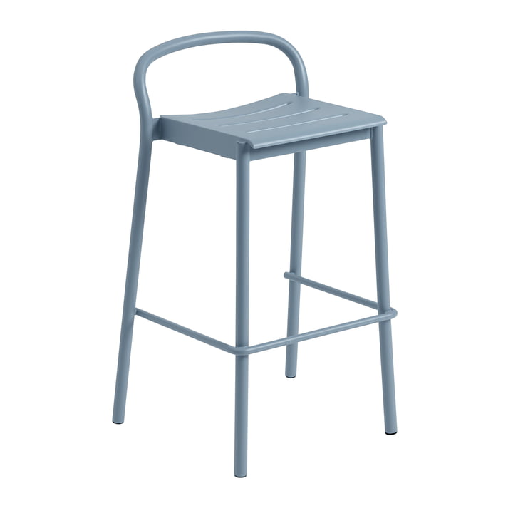 Linear Steel Bar stool outdoor, SH 75 cm, light blue from Muuto